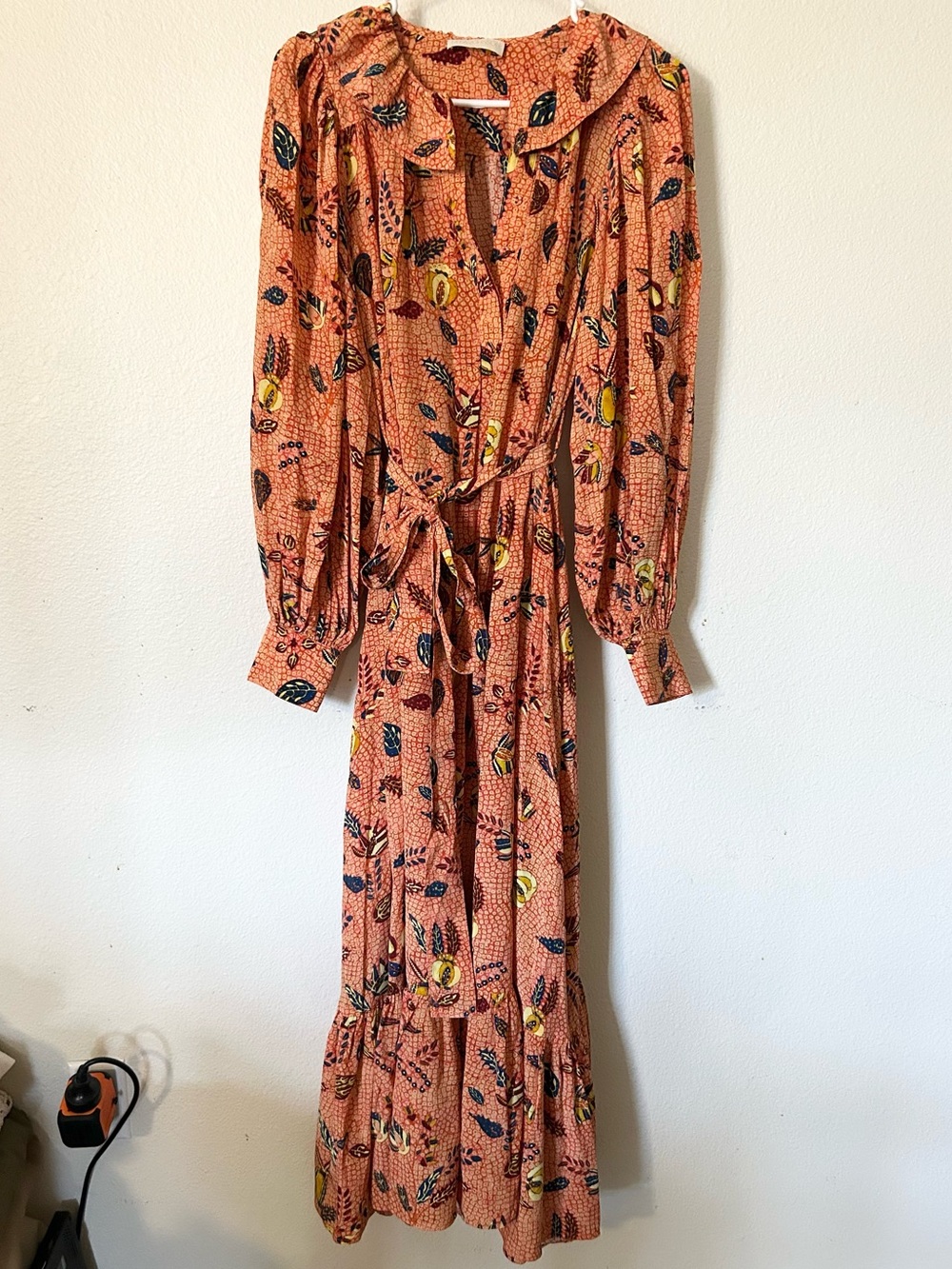 ✨ SALE✨ Ulla Johnson Silk Midi Dress Blush Floral Long Sleeve Party Sz4